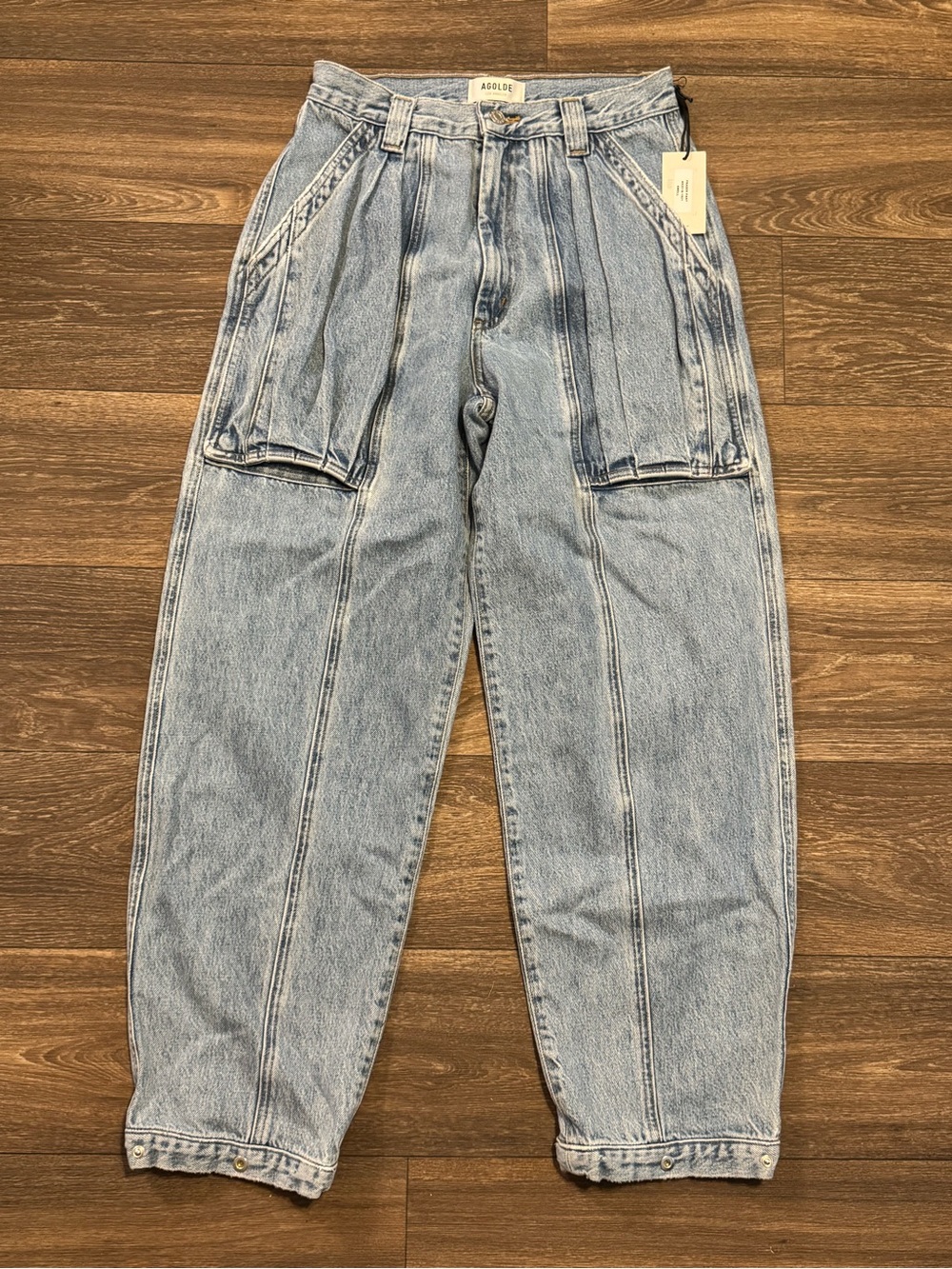 Agolde Light Blue Pleated Boyfriend Jeans